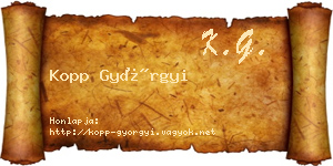 Kopp Györgyi névjegykártya